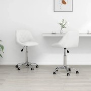 vidaXL Cadeiras de jantar giratórias 2 pcs couro artificial branco