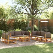 vidaXL Conjunto de sofás de jardim vidaXL de 9 peças com almofadas de madeira de acácia e vime