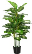 HOMCOM Planta Artificial de 120 cm com 53 Folhas Realistas e Vaso de Cimento Planta Sintética Decoração para Casa Verde | Aosom Portugal