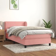 vidaXL Cama com molas/colchão 80x200 cm veludo rosa