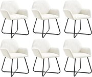 vidaXL Cadeiras de jantar 6 pcs tecido cor creme