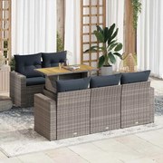 vidaXL 6 pcs conjunto sofás de jardim com almofadões vime cinzento