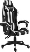 vidaXL Cadeira estilo corrida couro artificial preto e branco