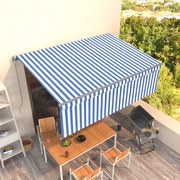 Toldo retrátil manual com estore 4x3 m azul e branco