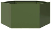 vidaXL Vaso/floreira de jardim hexagonal 104x90x45 cm aço verde