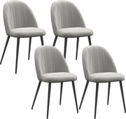 HOMCOM Conjunto de 4 Cadeiras de Sala de Jantar Modernas Cadeiras Estofadas em Veludo com Encosto Alto e Pés de Aço 50x52x83 cm Cinza | Aosom Portugal