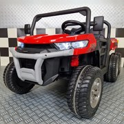 Carro elétrico para crianças jeep Transporter 24V, Pneus EVA, Assento de couro Vermelho