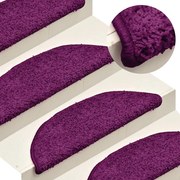 vidaXL Tapetes de escada 15 peças 56x17x3 cm rosa semicircular