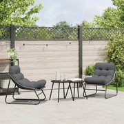 vidaXL Móveis de Jardim com almofada 2 pcs Preto 60,5 x 81 x 71 cm