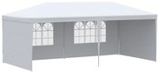 Outsunny Tenda para Festas com 4 Paredes Laterais 2 Janelas e Estrutura de Aço 585x295x255 cm Branco