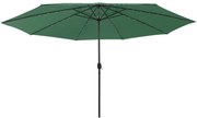 Guarda-sol de jardim com luzes LED 400 cm verde
