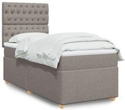 vidaXL Cama com molas/colchão 90x190 cm tecido castanho-acinzentado