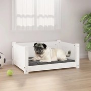 vidaXL Cama para cães branca 65,5x50,5x28 cm madeira de pinho maciça