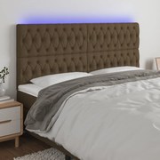 Cabeceira de cama c/ luzes LED tecido 180x7x118/128cm castanho