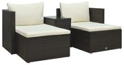 5 pcs conjunto lounge jardim c/ almofadões vime PE castanho