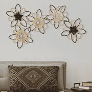 PAINEL DE PAREDE DE FERRO/RAFIA FLOW 60X4X35 CM CASTANHO E PRETO