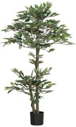 Outsunny Planta Artificial Ficus 150 cm Planta Artificial com 1008 Folhas Musgo e Vaso para Exterior Casa Sala de Estar Escritório Verde | Aosom Portugal
