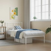 vidaXL Estrutura de cama com cabeceira 90x200 cm metal branco