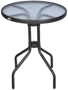 Mesa de Jardim Redonda com Bancada de Vidro Temperado Decorativa e Est