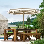 Chapéu de Sol de Jardim com Ângulo Ajustável Inclinável e Manivela Proteção UV 50 + Ø268x237 cm Cinzento claro, branco e caqui