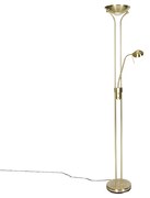 Candeeiro de pé moderno em latão com candeeiro de leitura incl. LED Dim to Warm - Diva