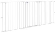 PawHut Barreira para Cães de Aço Barreira de Segurança para Animais de Estimação Dobrável de 3 Painéis Duplo Fechamento 206x90 cm Branco