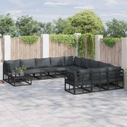 vidaXL Conjunto de Sofá de Jardim 11 pcs Preto 70 x 70 x 32 cm