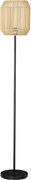 HOMCOM Candeeiro de Pé com Ecrã de Corda de Papel e Interruptor de Pé Lâmpada E27 Máx. 40W Ø26x158cm Natural e Preto | Aosom Portugal