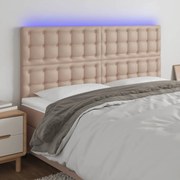 Cabeceira cama c/ LED couro artif. 160x5x118/128 cm cappuccino