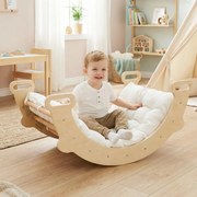 Arco de escalada infantil com almofada Escada Montessori 3 em 1 para trepar madeira para crianças Ginásio de escalada natural