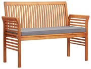 vidaXL Banco de jardim 2 lugares c/ almofadão 120 cm acácia maciça