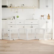 vidaXL Portão p/ cães com porta dobrável 6 painéis 300 cm álamo branco