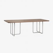 Mesa De Jantar Retangular Em Mdf E Aço Inox Tento Folheado De Nogueira & 240 X 100 Cm - Sklum