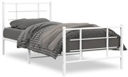 Estrutura de cama com cabeceira e pés 90x190 cm metal branco