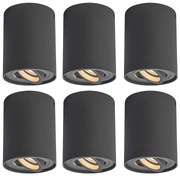 Conjunto de 6 focos cinzento escuro rotativos e inclináveis - Rondoo Up