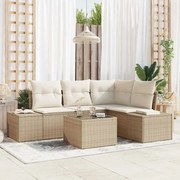 vidaXL Conjunto de Sofá de Jardim de 5 Peças com Almofadas Marrons em Rattan Sintético.