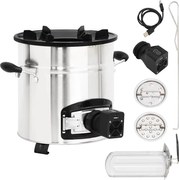 vidaXL Fogão a lenha c/ ventilador USB 35,5x26x28cm aço inox. prateado