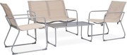 vidaXL 4 pcs conjunto lounge para jardim tecido e aço cor creme
