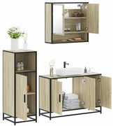 vidaXL 3 pcs conj. móveis casa banho derivados madeira carvalho sonoma