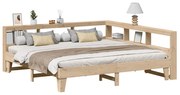 vidaXL Cama com estante sem colchão 200x200 cm pinho maciço