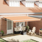 vidaXL Toldo Retrátil Manual Amarelo e Laranja 450x300 cm