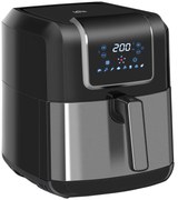 HOMCOM Fritadeira sem Óleo 6,5L 1700W Fritadeira de Ar Quente com 8 Programas Tela LED Tátil Temperatura Ajustável Temporizador e Cesta Antiaderente 36,5x29x33,8cm Preto