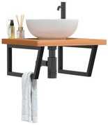 vidaXL Prateleira de parede p/ lavatório aço/madeira de faia maciça