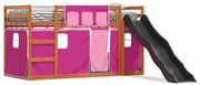 Beliche com escorrega e cortinas 80x200 cm rosa