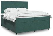 vidaXL Cama com molas/colchão 200x200 cm veludo verde-escuro