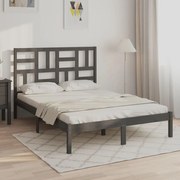 Estrutura de cama dupla pequena 120x190 cm madeira maciça cinza