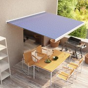vidaXL Toldo manual com caixa 350x250 cm azul e branco