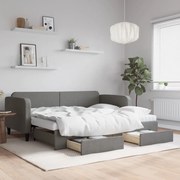vidaXL Sofá-cama c/ gavetão e gavetas 90x190 cm tecido cinzento-escuro