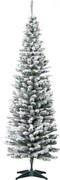 HOMCOM Árvore de Natal artificial, 210 cm, galhos de PVC com neve, dobrável, suporte metálico, Verde/Branco | Aosom Portugal