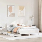 Cama sem colchão 135x190 cm madeira de pinho maciça branco